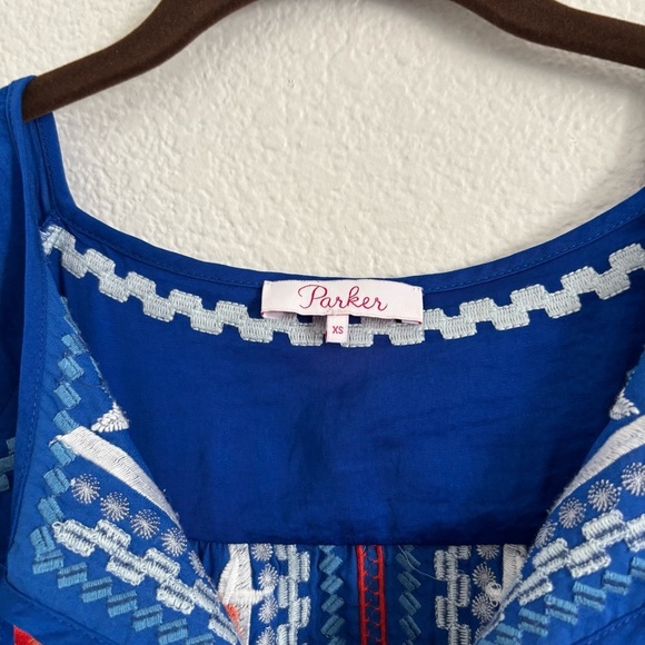 Parker Women's Size XS Blue Embroidered Mini Dress - Picture 2 of 5